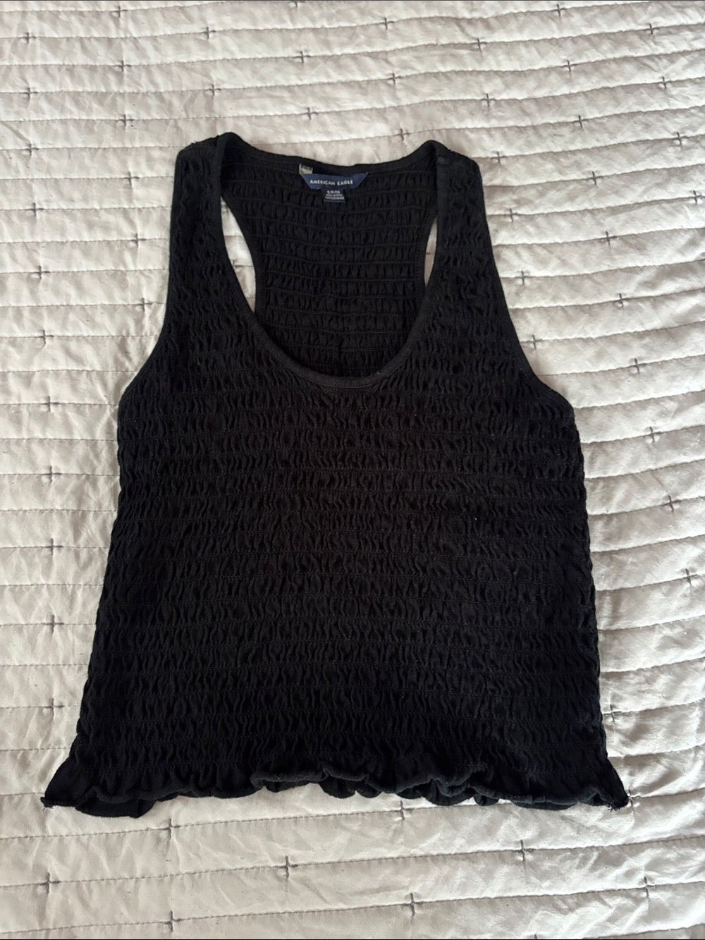 American Eagle Outfitters Black Textured Racerback Tank